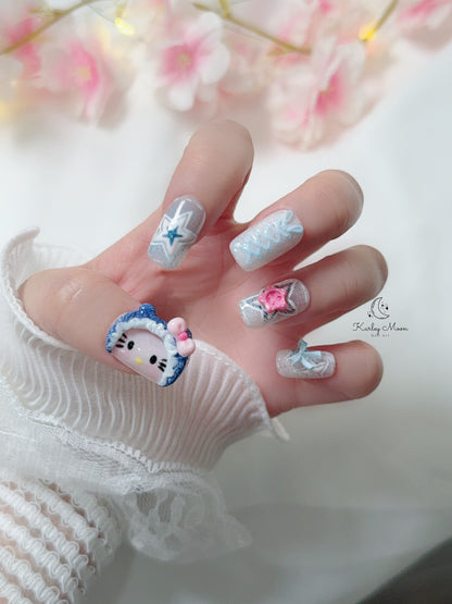 Kawaii 3D Hello Kitty Press On Nails - KarleyMoonNail