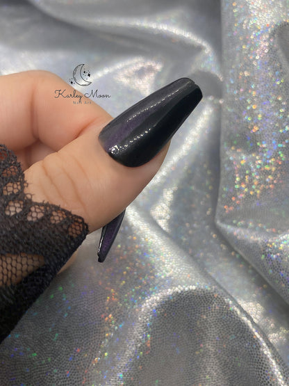 Gothic Black and Purple Galaxy Glitter Press On Nails - KarleyMoonNail