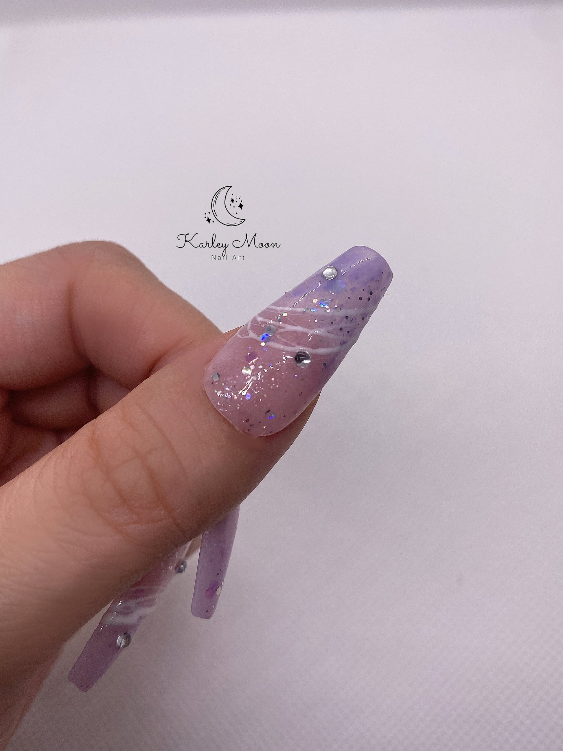 Casual Purple Pink Glitter Press on Nails - KarleyMoonNail