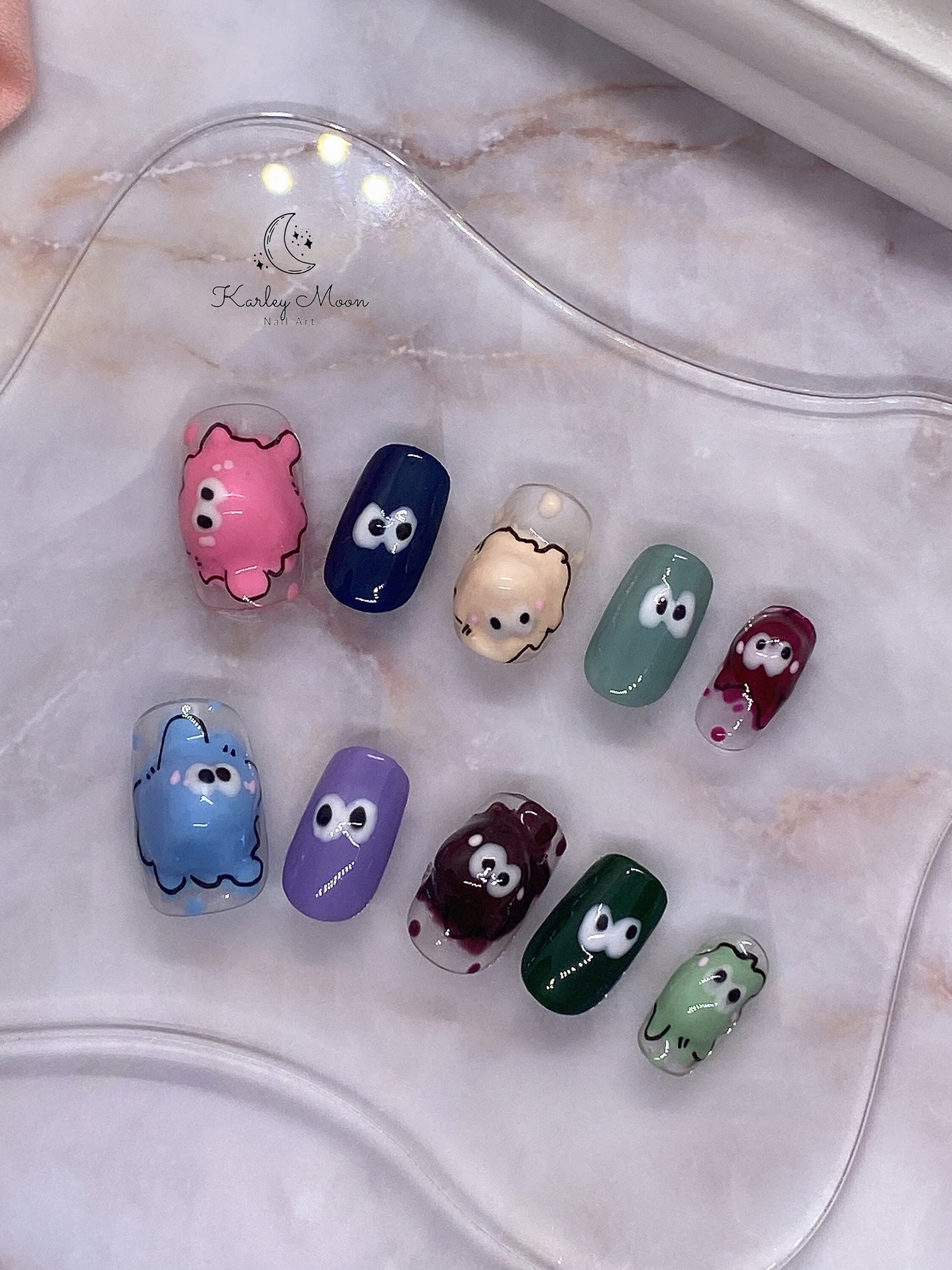 Cute Manga Design 3D Eyes Colorful Press On Nails - KarleyMoonNail