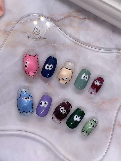 Cute Manga Design 3D Eyes Colorful Press On Nails - KarleyMoonNail