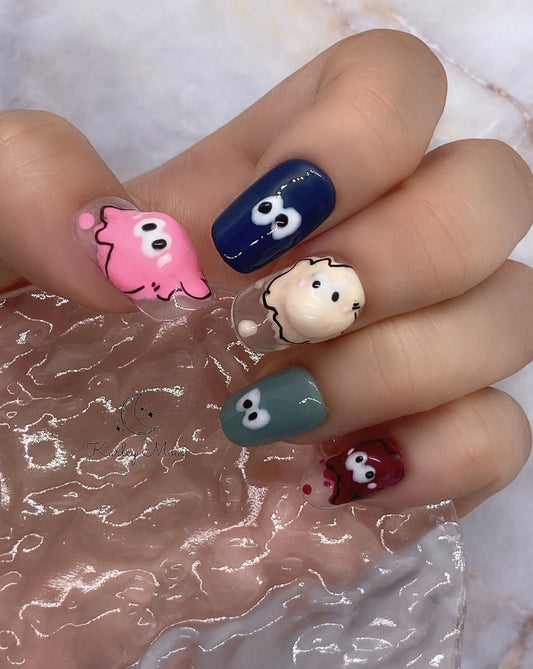 Cute Manga Design 3D Eyes Colorful Press On Nails - KarleyMoonNail