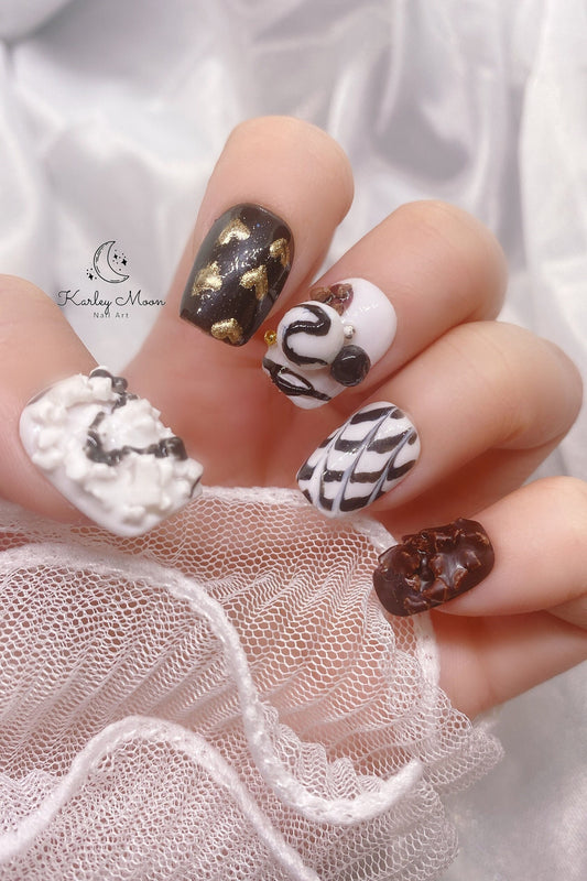 Kawaii 3D Chocolate Sweet Yummy Press On Nails - KarleyMoonNail