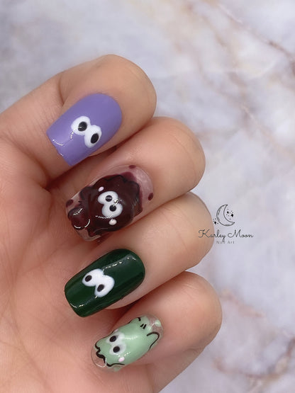 Cute Manga Design 3D Eyes Colorful Press On Nails - KarleyMoonNail