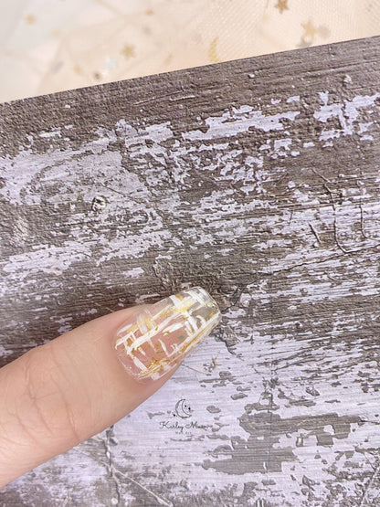 Elegant Red Shining Gold Glitter Press On Nails - KarleyMoonNail