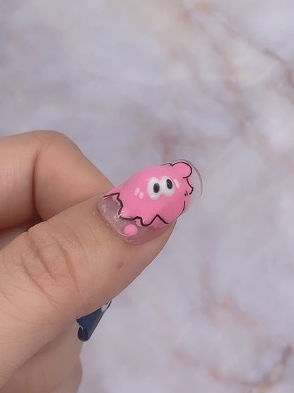Cute Manga Design 3D Eyes Colorful Press On Nails