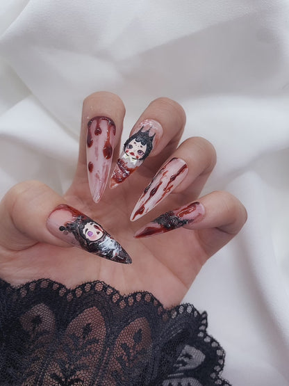 Halloween Bloody Dolls Y2K Gothic Press On Nails
