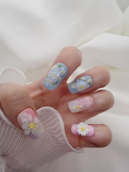 G-Dragon Good Day Inspired 3D Spring Daisy Press On Nails