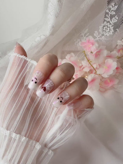 Cute Pink Halloween Little Ghost Press On Nails