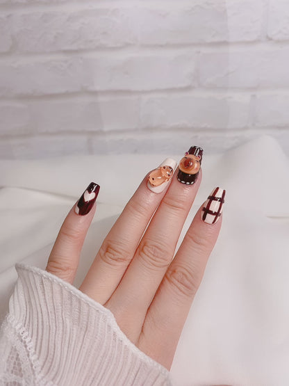 Kawaii Capybara Brown Color Press On Nails