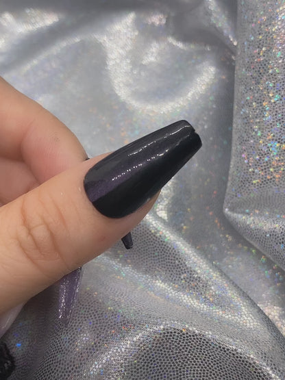 Gothic Black and Purple Galaxy Glitter Press On Nails